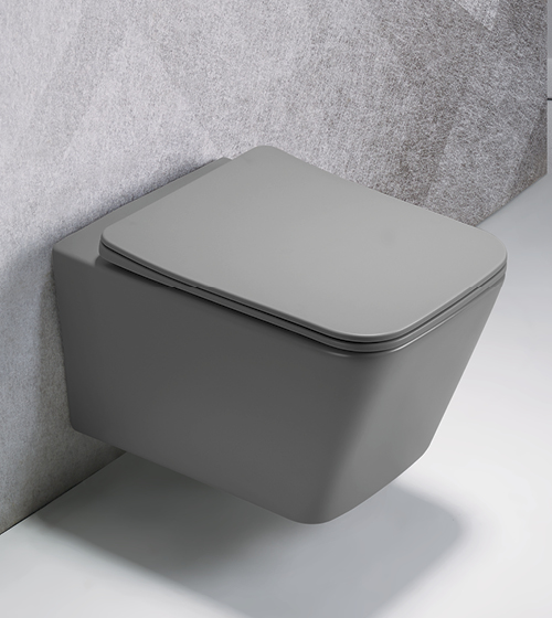 Rimless Wall Hung WC With Slim UF Seat Cover ( Lunar Grey )  – Aquant India